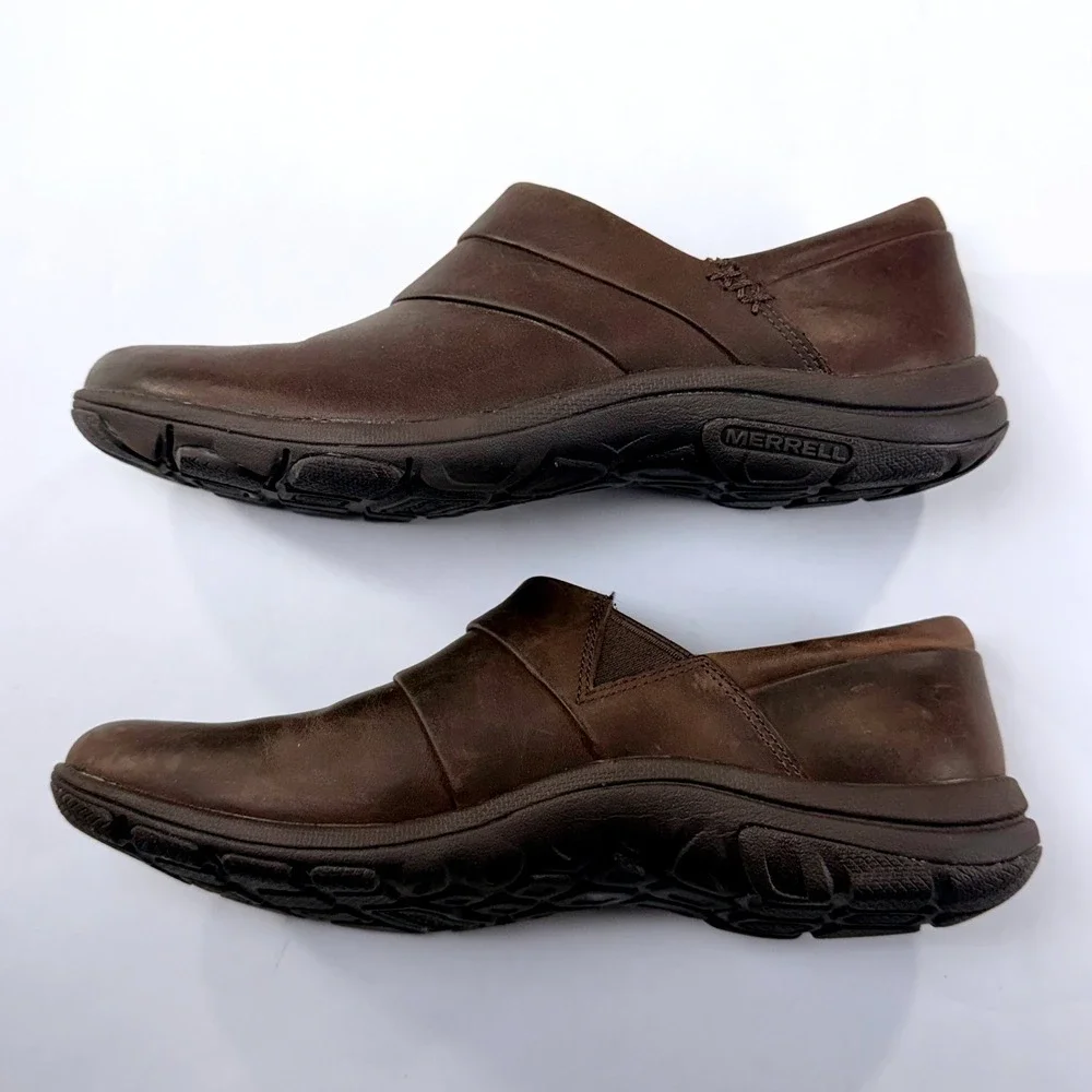 Merrell Dassie Stitch Shoes Womens 7.5 Brown Leather Slip On‎ Comfort Walking